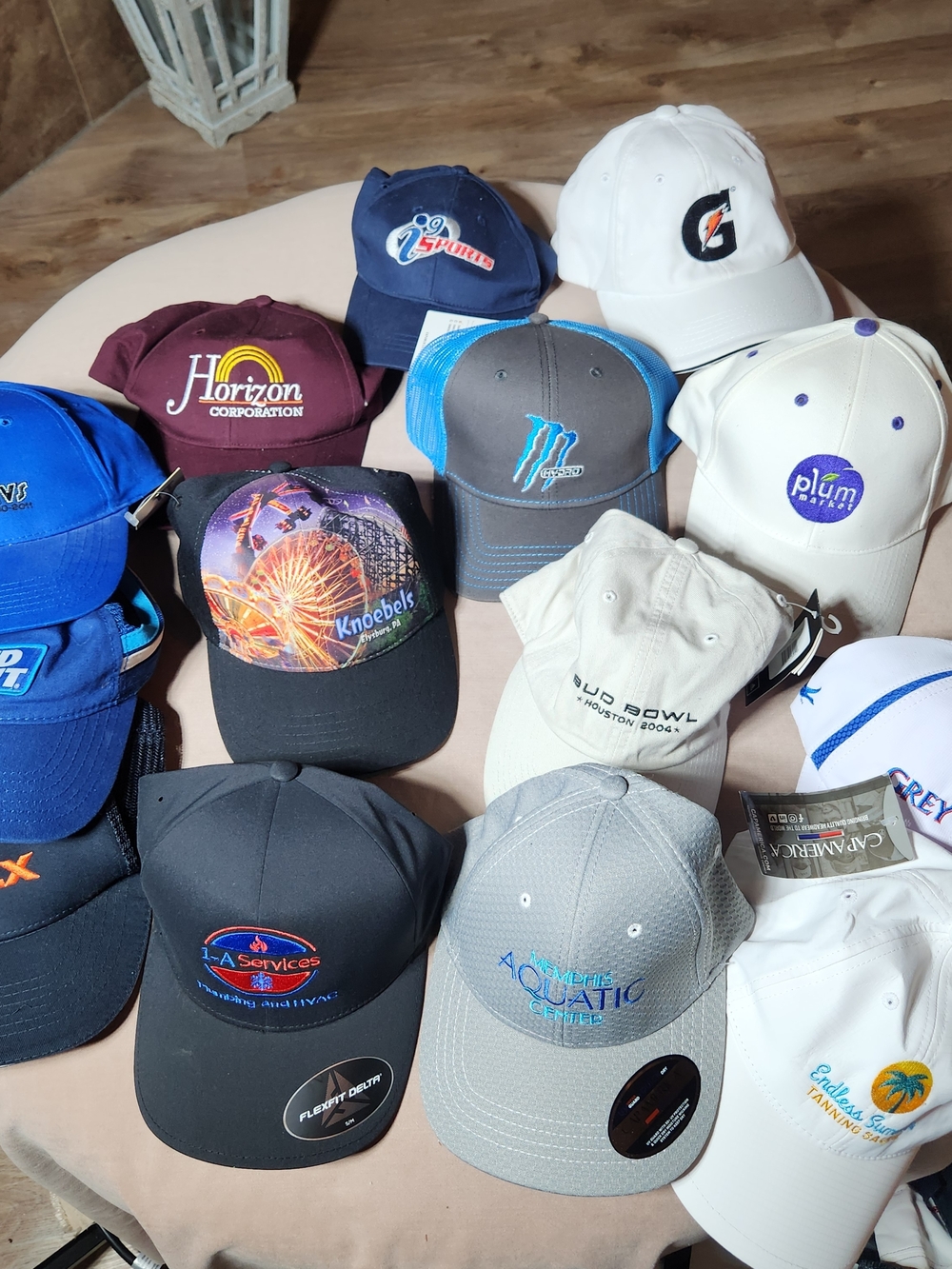 Assorted Logo Baseball Caps Lot Of 14 Gray/Blue White New